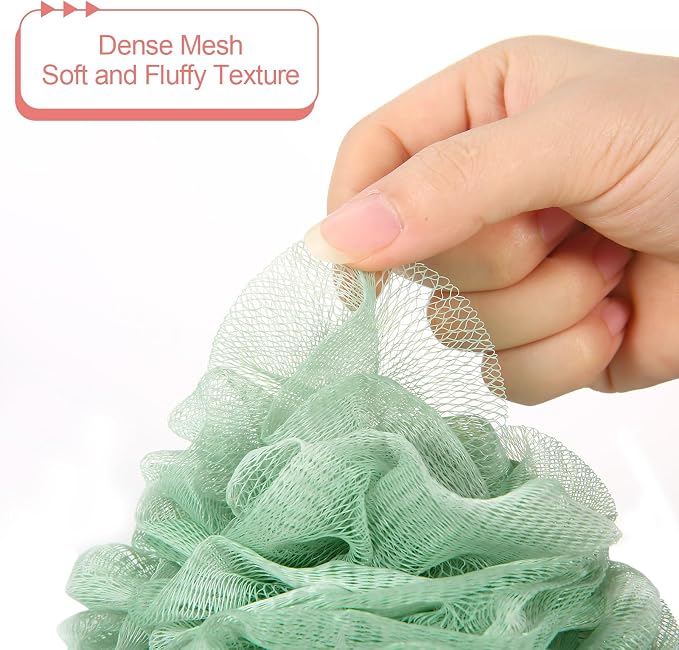 Loofah Sponge Pack of 8, Deep Cleansing Body Scrubber for Shower, Exfoliating Bath Sponge with Handle for Women and Men (001, 50g)
