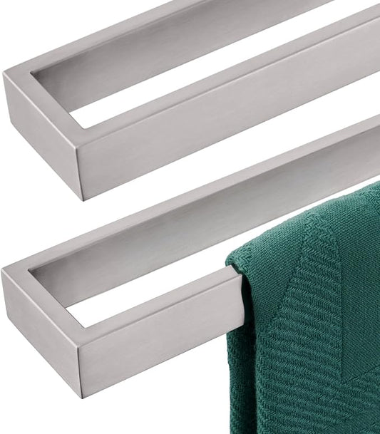 KOKOSIRI Towel Bars Brushed Nickel Bath Towel Hanger Holder 24-Inch Kitchen Rack Stainless Steel for Bathroom Hardware Wall Mount, 2 Pack B4008BR-L24-P2
