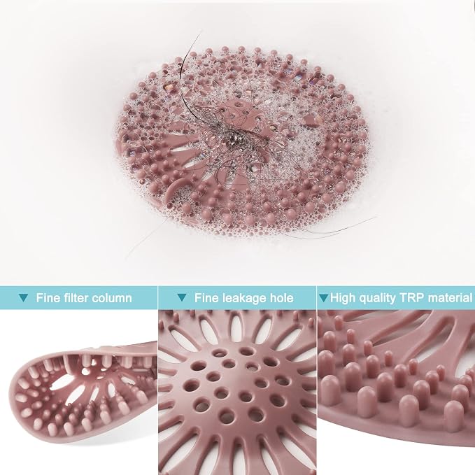 Gotega 5 Pack Sink Drain Strainer, Hair Catcher for Bathroom Tub Shower | Sink Hair Catcher Shower Drain Durable Silicone Hair Stopper Shower Drain Cover Hair Trap, Bathroom Sink Replacement
