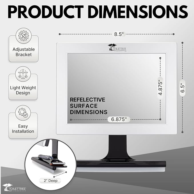ToiletTree Products Fogless Shower Mirror with Squeegee - Anti-Fog Mirror - Adjustable Shaving Mirror with a Squeegee - Rust-Proof, Impact-Resistance Bathroom Shower Mirror (Pack of 2)