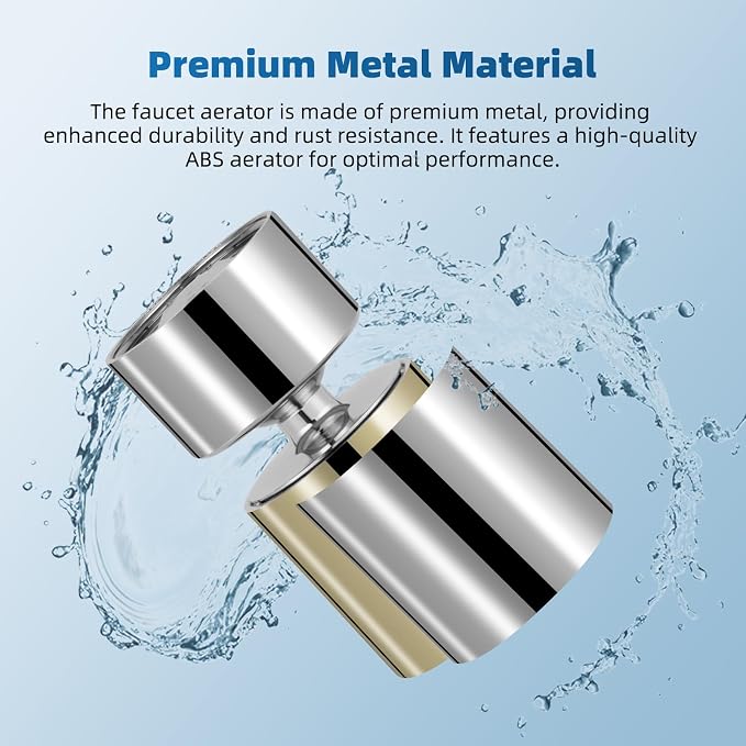 Hibbent Metal Faucet Aerator, 360-Degree Swivel Metal Kitchen Sink Aerator, Dual-function Sink Sprayer Attachment, Faucet Replacement Part 55/64'' Female Thread, Silver