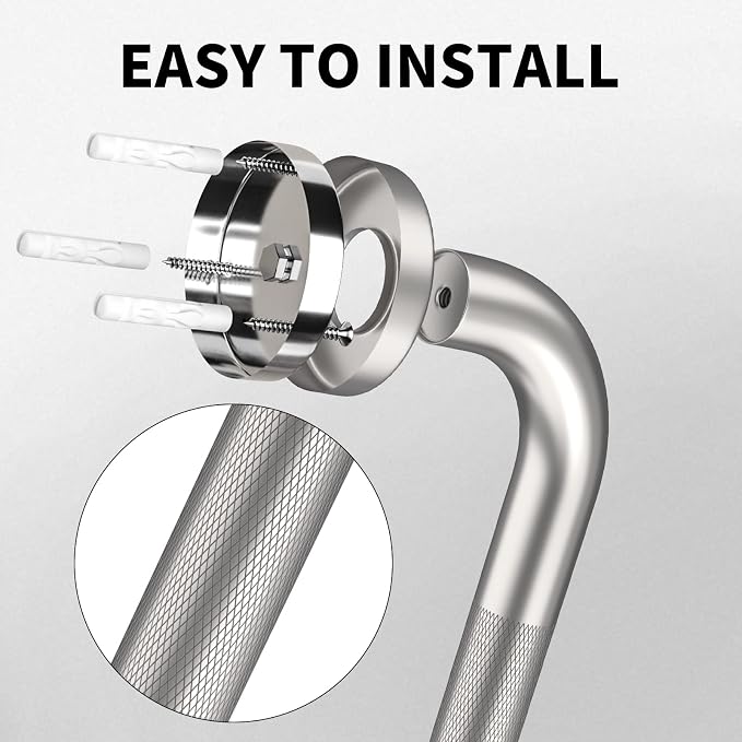 36 Inch Anti Slip Shower Grab Bar, Munzong Satin Brushed Nickel Bathroom Grab Bar, Knurled Bathroom Balance Bar,Safety Hand Rail Support Handicap Elderly Injury Senior Assist Bath Handle