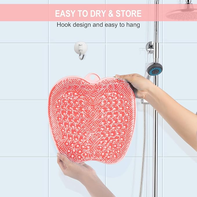 BESKAR XL Large Foot Scrubber Mat for Use in Shower - Shower Foot Cleaner to Eliminate Calluses Dead Skin, Foot Massager Mat for Men & Women to Soothe Achy Feet, Non Slip Suction Cups