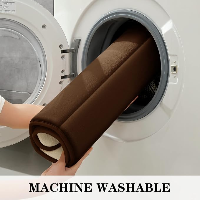 BYSURE Brown Memory Foam Bathroom Rug Set 3 Piece, Non Slip Extra Soft Absorbent Bath Mats, Machine Washable & Dry Toilet Mat Sets for Bathroom Floor | Non Slip Extra Soft Absorbent Machine Washable Toilet Bath Toilet Mat for Shower, for Bathroom