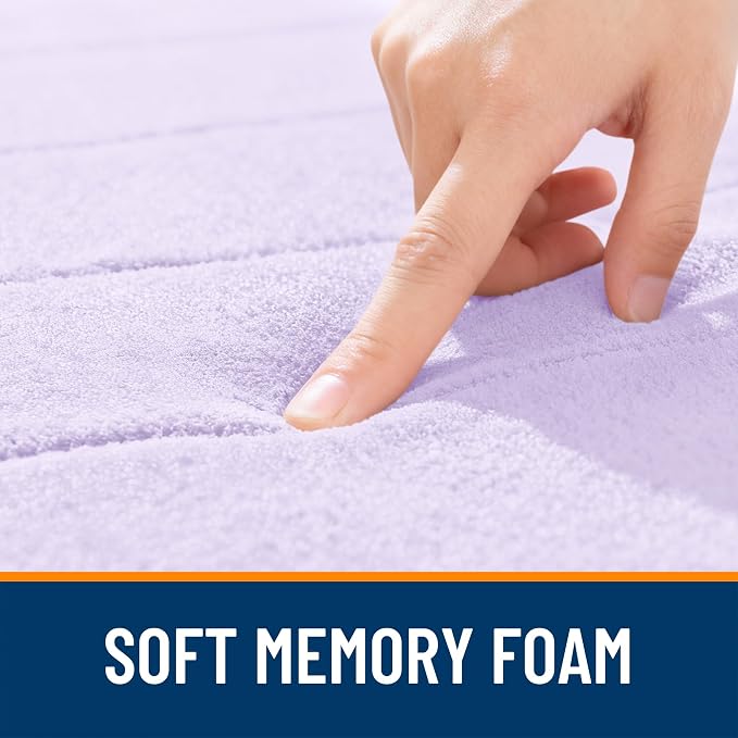 OLANLY Memory Foam Large Bath Mat 44x32, Super Soft Absorbent Bathroom Rugs | Lavender, Quick Dry Bath Rug, Machine Washable Shower Floor Mats, Bathmat Carpet for Bathroom Floor, Tub and Shower