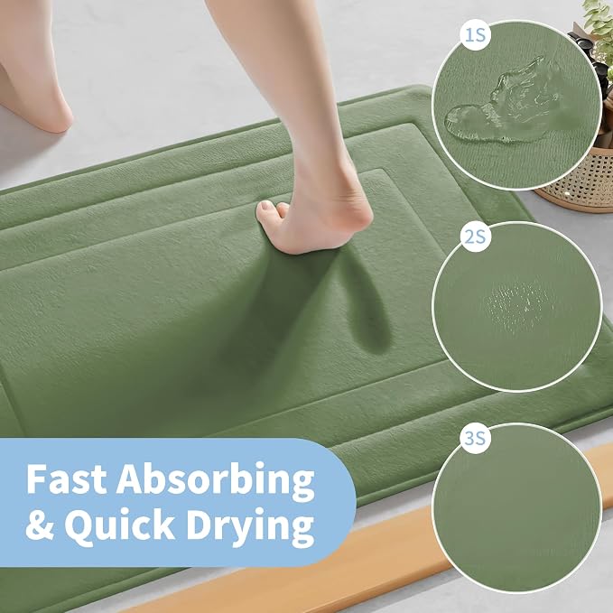 Cupic Cupid Memory Foam Bath Mat 24"×36", Non Slip Bathroom Rugs，Sage Green | Soft Touch, Cushioned Comfort, Non Slip Bathroom Mat, Super Absorbent & Quick Dry, Machine Washable for Shower, Tub & Vanity