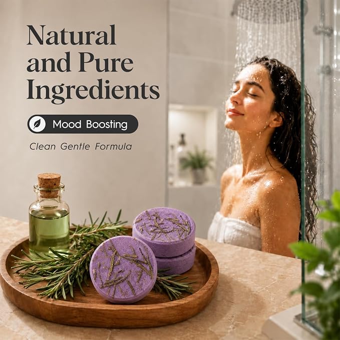 SWCANDY Rosemary Shower Steamers 8 Pack, Home Spa Self Care | Herbal green aromatherapy with natural essential oils, shower gift for women, men, wife & husband.
