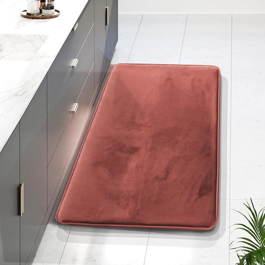 Clara Clark Bathroom Rugs, Velvet Memory Foam Bath Mat, Non-Slip Bath Rugs, Machine Wash, Dries Quickly, Ultra Soft Plush Bath Mats for Bathroom, 24 x 36, Misty Rose