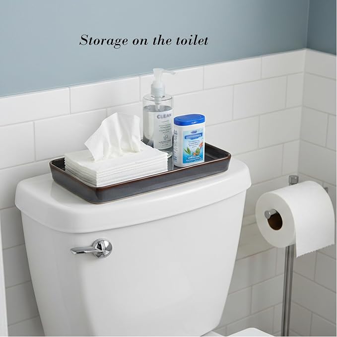 10"×6"×1" Bathroom Vanity Tray for Countertop- Ceramic Decorative Organizer Tray for Dresser Tops, Toilet, Perfume, Sponge Holder Soap Dish Dispenser for Kitchen Counter- Kiln-Transformed Purple