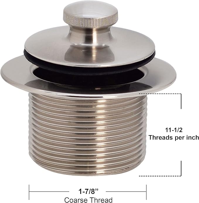 Westbrass D3324-62 1-1/2" NPSM Pull & Drain Bathtub Plug, Coarse Thread, Matte Black