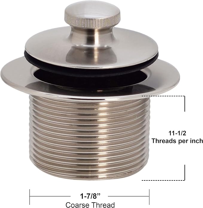 Westbrass D3324-01 1-1/2" NPSM Pull & Drain Bathtub Plug, Coarse Thread, Polished Brass