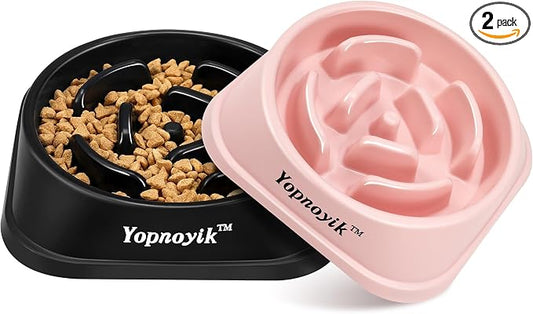 2 Pack Slow Feeder Dog Bowls for Large Dogs | Non-Slip Base, Anti-Choking Design, Reduces Bloating & Overeating, Easy to Clean, 4 Cups