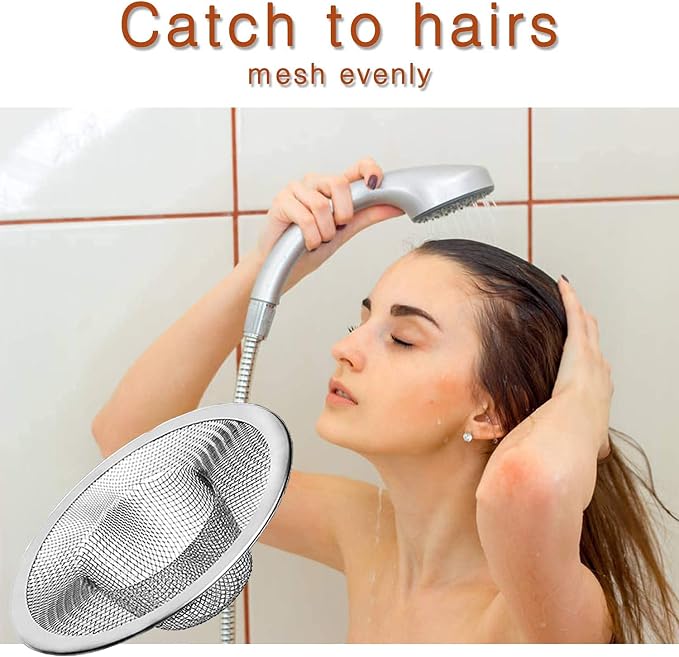 Heavy Duty Stainless Steel Slop Basket Filter Trap Mesh Metal Sink Strainer Perfect for Kitchen Sink/Bathroom Bathtub Wash Basin Floor Drain Balcony Drain Hole Utility (2.75" 100pcs)