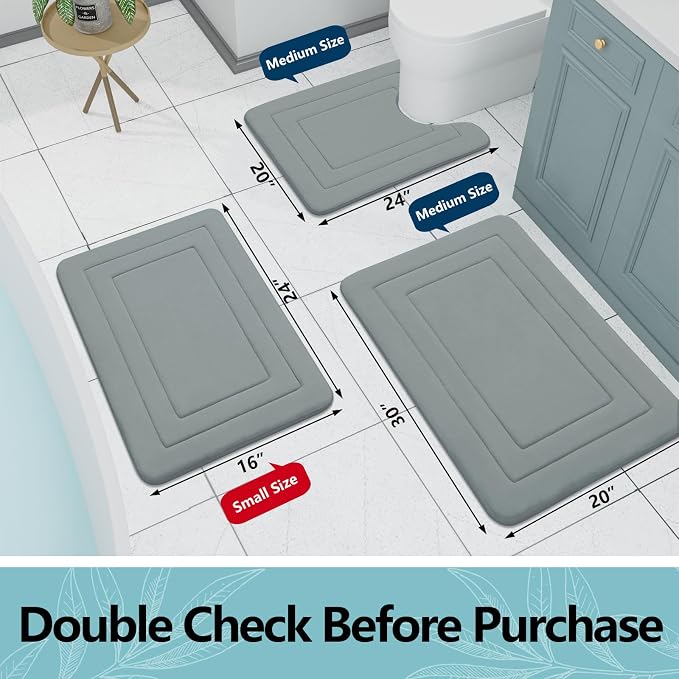 Arotive Memory Foam Bathroom Rug Mat 70x24, Ultra Soft and Absorbent Bath Mat, Machine Wash Dry, Comfortable Bath Rug Carpet for Bathroom Floor, Tub and Shower, Grey
