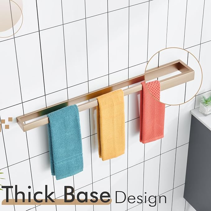 KOKOSIRI Bathroom Towel Bars 32-Inch Bath Towel Hanger Holder Kitchen Rack Champagne Bronze Stainless Steel Wall Mount, 1 Pack B4008CPG-L32