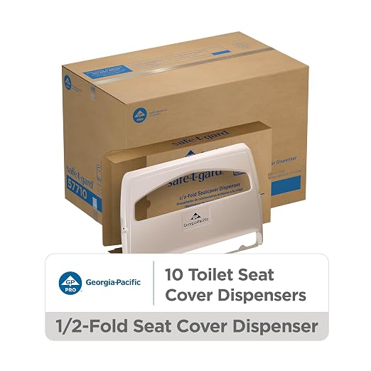 Safe-T-Gard 1/2 Fold Toilet Seat Cover Dispenser by GP PRO (Georgia-Pacific), White, 57710, 16.375" W x 2.500" D x 11.750" H