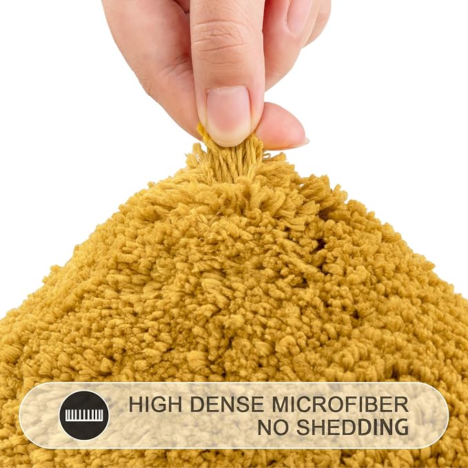 SHACOS 3 Pieces Bathroom Rugs with Toilet Lid Cover, Honey Mustard | Soft Absorbent, Non Slip, Washable, Microfiber, 16"x24"+U-Shape 20"x24"+Lid Cover19"x21"