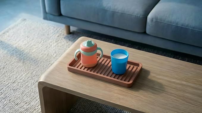 Silicone Sink and Surface Organizer Tray, Sponge Holder, Vanity Tray, Trivet, Heat Safe, Dishwasher Safe, for Bathroom and Kitchen Organization (Mocha, 9"x3.5")