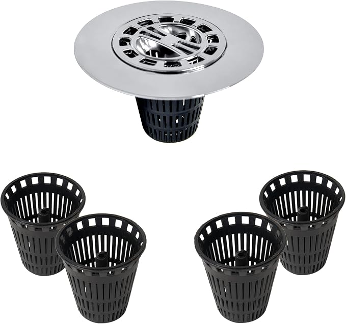 Danco 10529P Chrome Shower Drain Hair Catcher for Stand-Alone Shower, 3-inch Shower Drain Hair Trap, Includes 5 Replacement Baskets, Shower Strainer