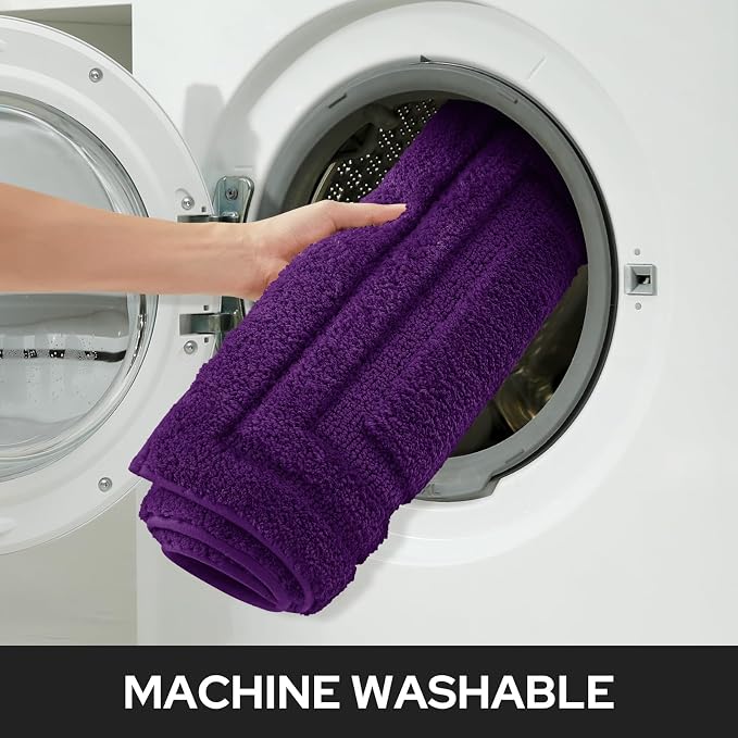 HOMEIDEAS Bathroom Rugs Sets 2 Piece, Super Soft Non Slip Bath Mat Purple | Ultra Absorbent, Microfiber Machine Washable Bath Rug Set, for Bathroom, Tub, Shower 20" x 32" + 16" x 24"