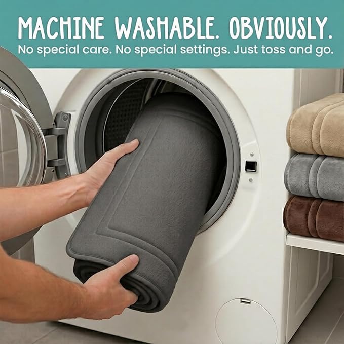 ITSOFT Memory Foam Bath Mat 24x16, Non Slip, Machine Washable, Quick Dry & Absorbent Rugs, Bath Mats for Bathroom Floor, Tub & Shower, Bathroom Rug, Charcoal Gray