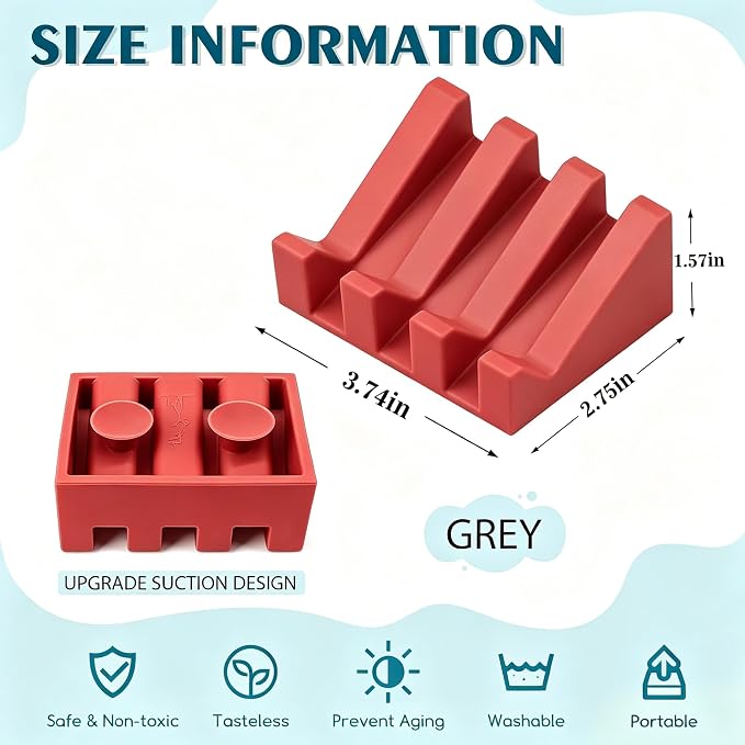 Silicone Soap Dish Self Draining with Suction Cups (Red,1 Pack) | Waterfall drainage design drains fast to keep soap dry silicone soap saver with reusable suction cups for bathroom & kitchen