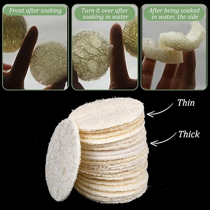 20 Pcs Natural Loofah Sponge Pads for Washing Face, Exfoliating Body Face Scrub Pads for Makeup & Dead Skin Masks Removal, Exfoliating Face Pad for Women Men Cleansing Skin(2.17 Inch)