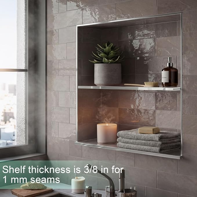 AceOrbit 2 Pcs 3-3/8 x 12 x 3/8 Inch Glass Shower Shelf for Shower Niche Break-Resistant Easy Install Ultra-Clear Glass Support Plate for DIY Storage Decor