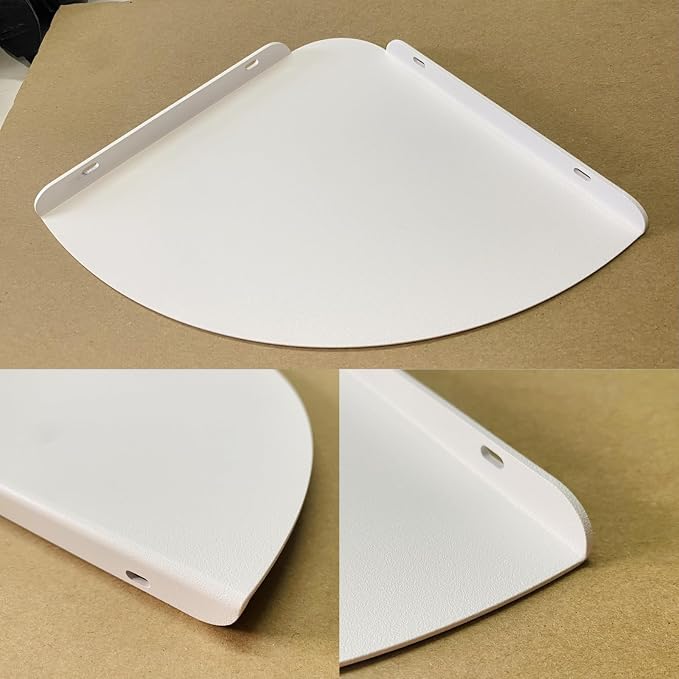 Small Wall Mounted Floating Corner Shelves 7 inch Metal Shelf Corner Shelf for Wall Storage, for Speaker, Cable Box (White)