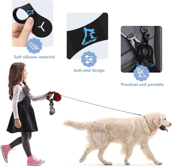 Dog Poop Bag Holder for Leash Waste Bag Carrier Dog Poop Bag Dispenser for Walking Running Bicycle Accessory 4 pieces (Blue)