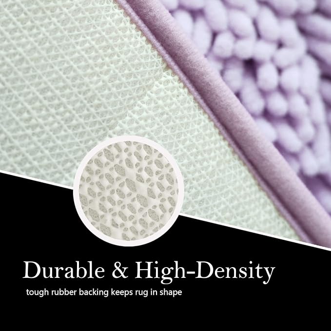 Bathroom Rugs Chenille Bath mat 2 Piece Set, Super Absorbent, Strong PVC Non Slip Backing, Bath mats for Bathroom, Plush Shaggy, Thick, Machine Washable, Bathtub, Toilet.(Lavender)