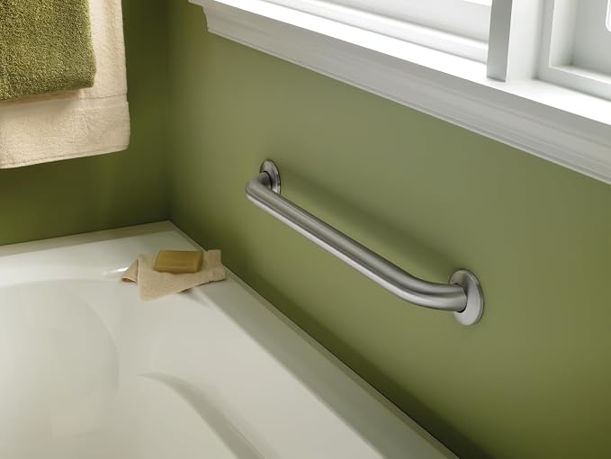 Franklin Brass (1-Pack) 18' ADA Grab Bar Concealed Screw Bathtub Handle Safety Grip in Stainless Steel 1-1/2' diameter Wall Mount Shower Assist Handicap 5618