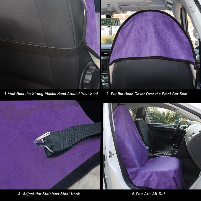 Car Seat Cover Protector Front Seats,for Gym Workout,Running,Swimming,Beach and Hiking,Waterproof Sweat Towel Bucket Seat Covers for Cars SUV Trucks (Purple, 1Pcs)