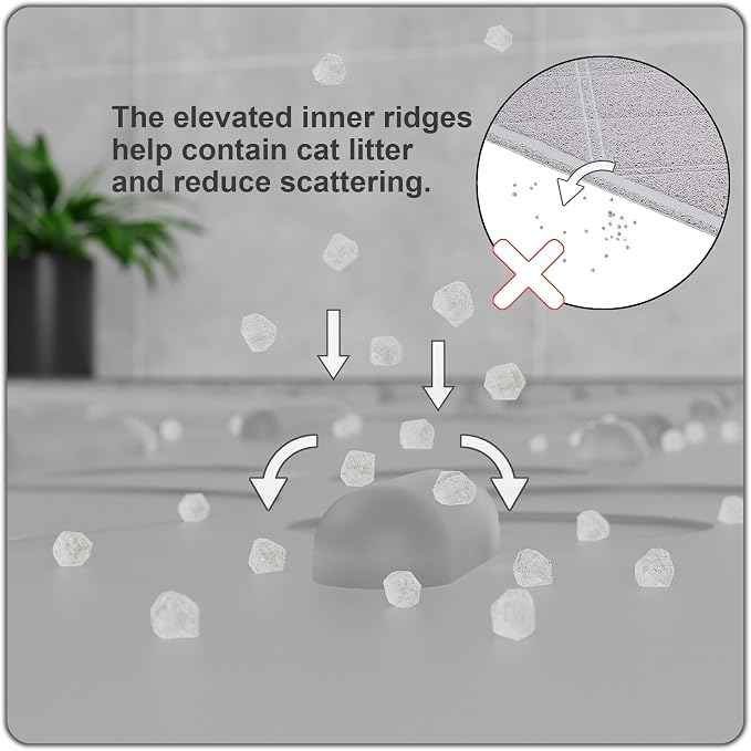 Large Cat Litter Mat, 31.5x23.6 Semi Transparency, Premium Silicone Rubber, Waterproof & BPA-Free, Traps Litter, Easy to Clean, Keeps Floors Tidy