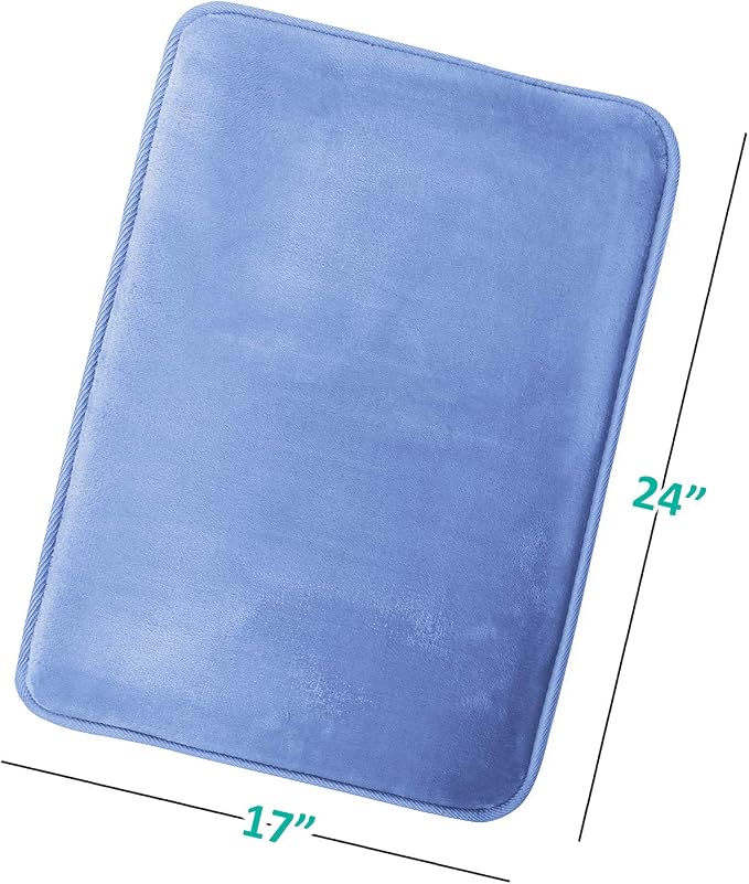 Clara Clark Bathroom Rugs, Velvet Memory Foam Bath Mat, Non-Slip, Machine Washable Bath Rugs - Dries Quickly, Ultra Soft Plush Bath Mats for Bathroom, 17 x 24, Calm Blue
