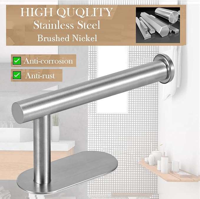 JOPOFI Toilet Paper Holder - Adhesive Toilet Paper Holder - Brushed Nickel | Toilet Paper Holder Wall Mount for Bathroom,Stainless Steel Command Strip Toilet Paper Roll Holder Stick On Wall,No Drilling