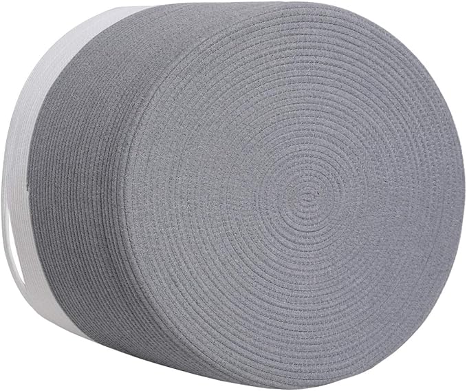 24" x 24" x 17" Max Size Large Cotton Rope Basket, Extra Large Storage Basket, Woven Laundry Hamper, Cloth Storage Bin, for Blankets Clothes Towels Pillows in Living Room, Grey