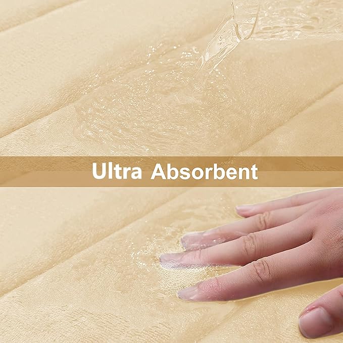 Buganda Memory Foam Bath Mat 24 x 16, Ultra Soft Absorbent Bathroom Rugs | Gold, Machine Washable Quick Dry Bath Mats for Bathroom Floor, Shower and Tub, Home Decor Accessories