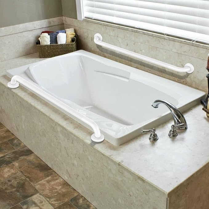 36 Inch Anti Slip Shower Grab Bar Oil Rubbed White, Munzong Bathroom Grab Bar, Knurled Bathroom Balance Bar,Safety Hand Rail Support Handicap Elderly Injury Senior Assist Bath Handle