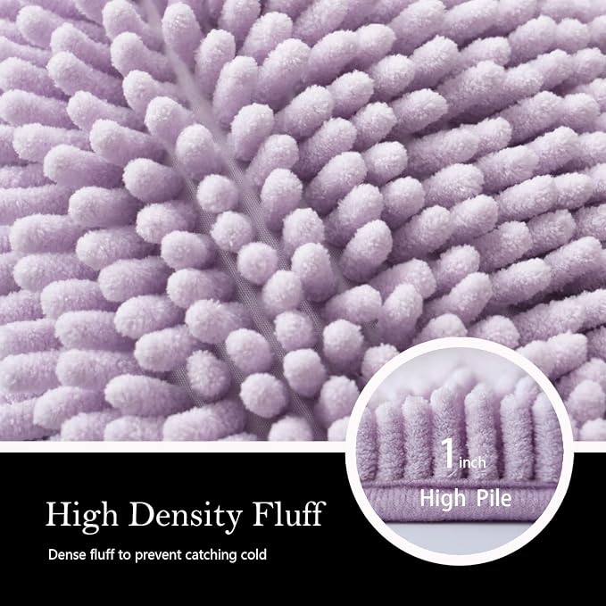 Bathroom Rugs Chenille Bath mat 2 Piece Set, Super Absorbent, Strong PVC Non Slip Backing, Bath mats for Bathroom, Plush Shaggy, Thick, Machine Washable, Bathtub, Toilet.(Lavender)