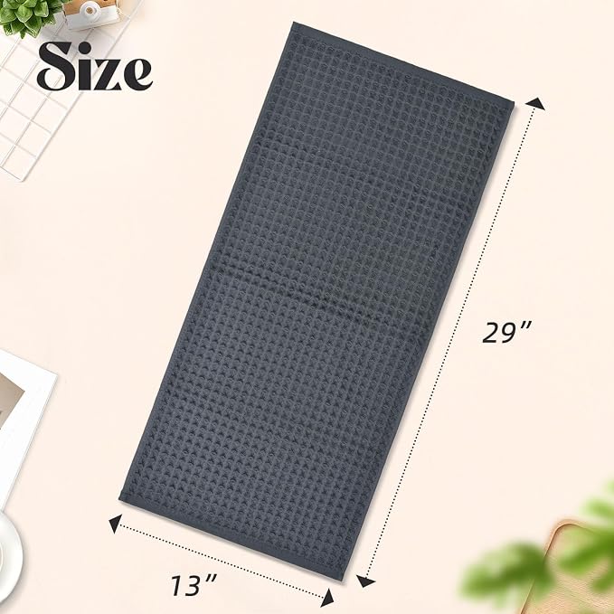 Jacquotha Waffle Hand Towels for Bathroom 5-Piece (Charcoal Blue) | Cotton Quick Dry Lint Free Face Towels 13” x 29”