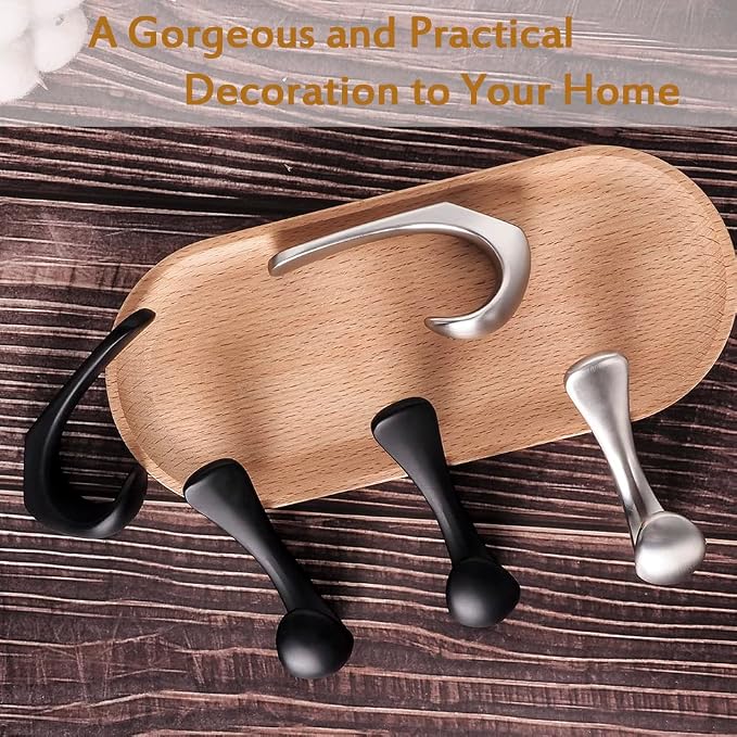 4 Pack Towel Hooks for Bathrooms Wall Mounted, Brushed Nickel Bathroom Hooks for Towels, Robe & Towel Hook for Wall, Modern Bath Towel Hook
