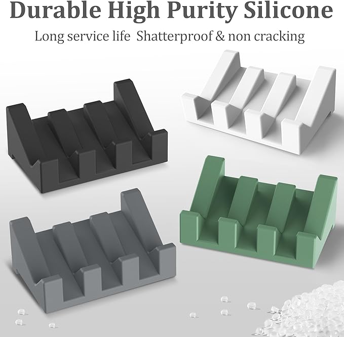 Silicone Soap Holder Self Draining Waterfall Drying Tray,Soap Dish for Shower Wall with Draining Easy to Clean and Store(3PCS), 3.8 x 2.8inch, 3*Dark Gray