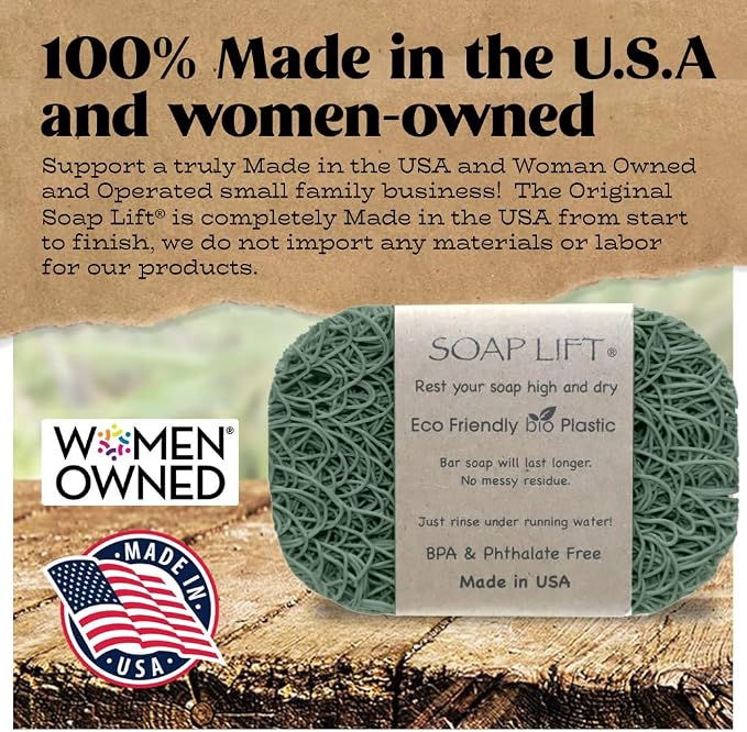 Soap Bar Holder - Flexible Shower Tray with Self-Draining Design - Soap Saver Pad Made of BPA-Free Bioplastic - Handmade Soap Lifts for Bar Soap, Dishes, Shower & Bathroom Sink - 2-Pack (Sage Color)