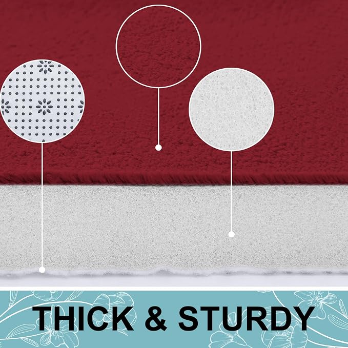 Smiry Memory Foam Bath Mat 30x20, Extra Soft and Absorbent Bathroom Rugs | Red, Quick Dry Machine Washable Non-Slip Bath Mat for Bathroom Floor, Shower and Tub