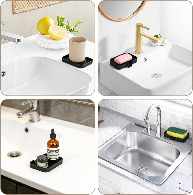 2-Pack Self-Draining Silicone Soap Dish - Anti-Slip Bar Soap Holder for Shower, Bathroom & Kitchen