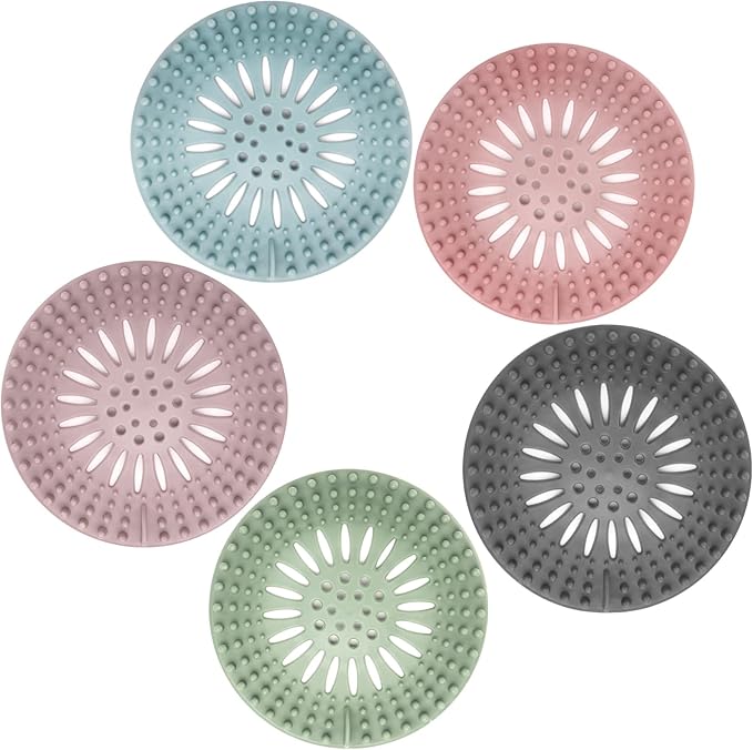 Gotega 5 Pack Sink Drain Strainer, Hair Catcher for Bathroom Tub Shower | Sink Hair Catcher Shower Drain Durable Silicone Hair Stopper Shower Drain Cover Hair Trap, Bathroom Sink Replacement