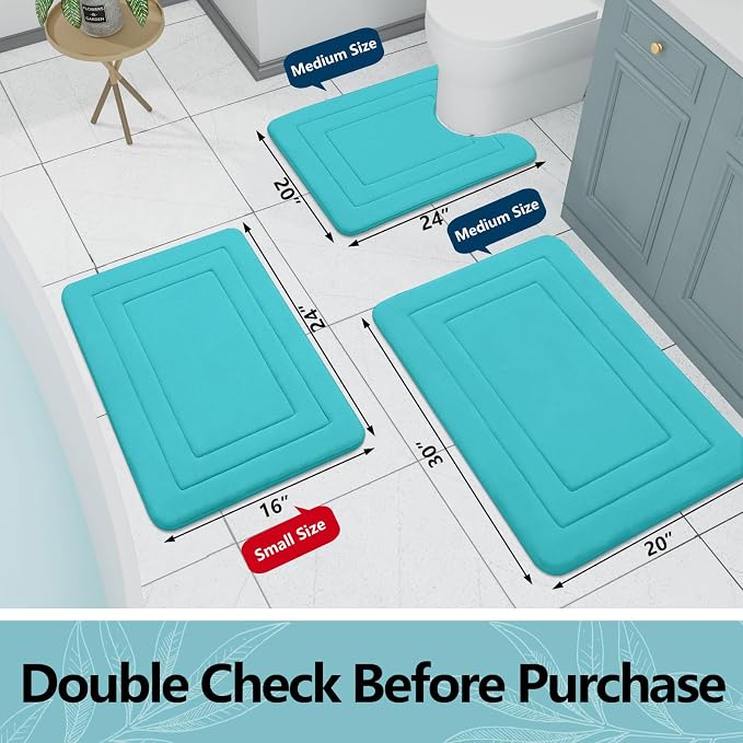 Arotive Memory Foam Bathroom Rug Mat 54x24, Ultra Soft and Absorbent Bath Mat, Machine Wash Dry, Comfortable Bath Rug Carpet for Bathroom Floor, Tub and Shower, Teal