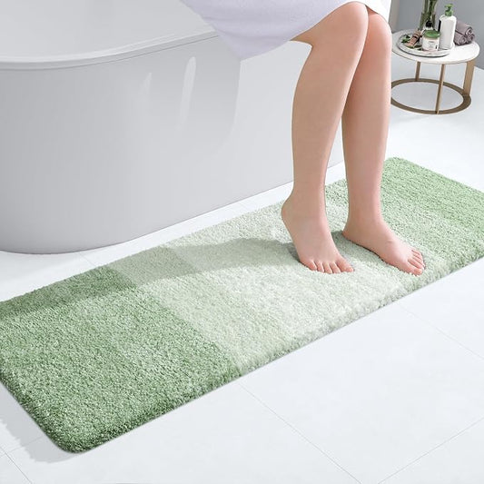 OLANLY Bathroom Runner Rug 47x17, Extra Soft Absorbent Microfiber Bath Rugs | Sage Green, Non-Slip Quick-Drying Rubber Backing, Washable Long Bath Mat for Floor, Tub and Shower, Home Decor