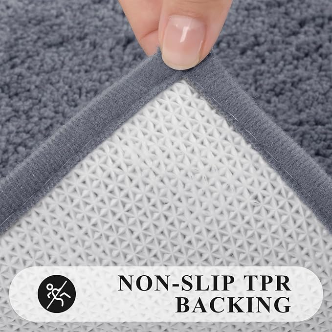 Pauwer Bathroom Rugs Sets 3 Piece, Microfiber Bath Mat Set, Dark Grey | Non Slip Washable, Soft Plush, Extra Absorbent Bath Mats, U Shaped Contour Toilet Rug for Bathroom